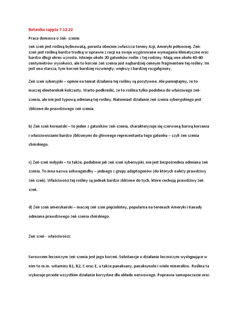 Botanika Zajęcia 7 | PDF