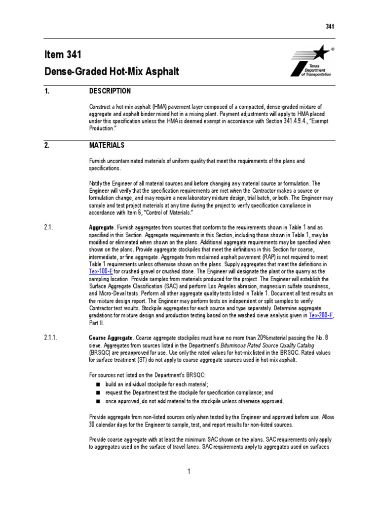 Item 341 DenseGraded HotMix Asphalt 1. Description PDF