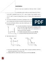 Exercícios sobre termodinâmica e trabalho realizado por gases