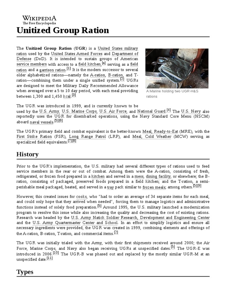 Unitized Group Ration PDF PDF Cuisine Western Cuisine