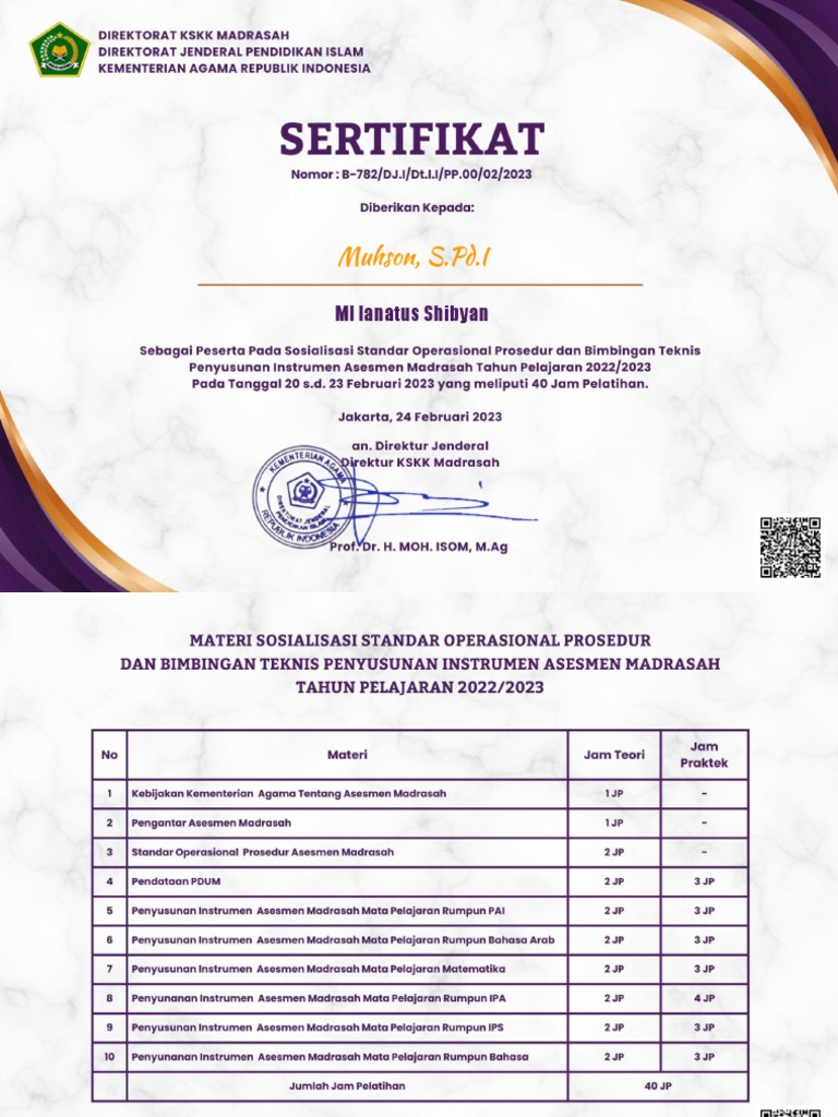 SERTIFIKAT SOP - Muhson, SPDL PDF | PDF