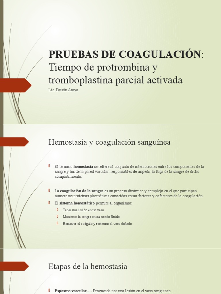 Pruebas de Coagulación Sanguínea | PDF | Coagulación | Hemostasia