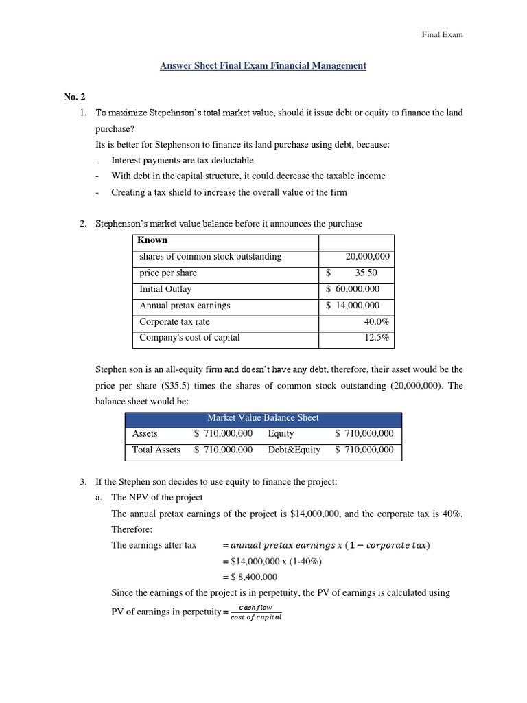 Financial Management Exam Analysis | PDF | Dividend | Share Repurchase