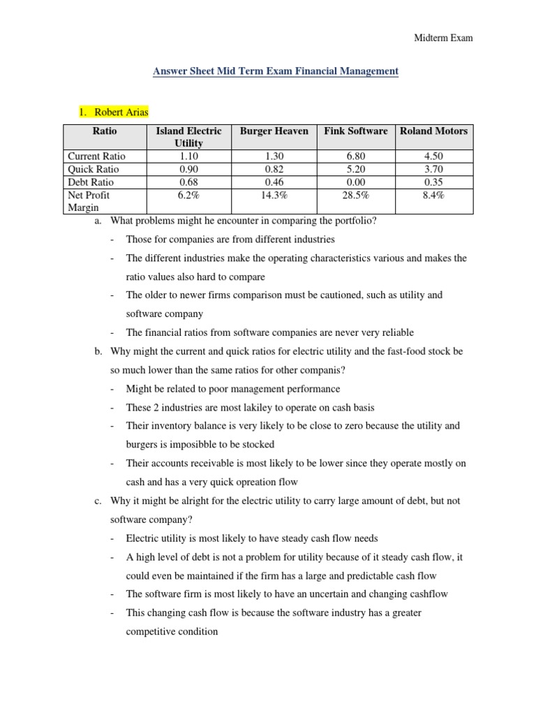 Financial Management Midterm Exam Insights | PDF | Net Present Value ...