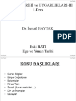 ESKİÇAĞ TARİHİ Ve UYGARLIKLARI-III 1.ders Dr. İsmail BAYTAK. Eski BATI Ege Ve Yunan Tarihi PDF