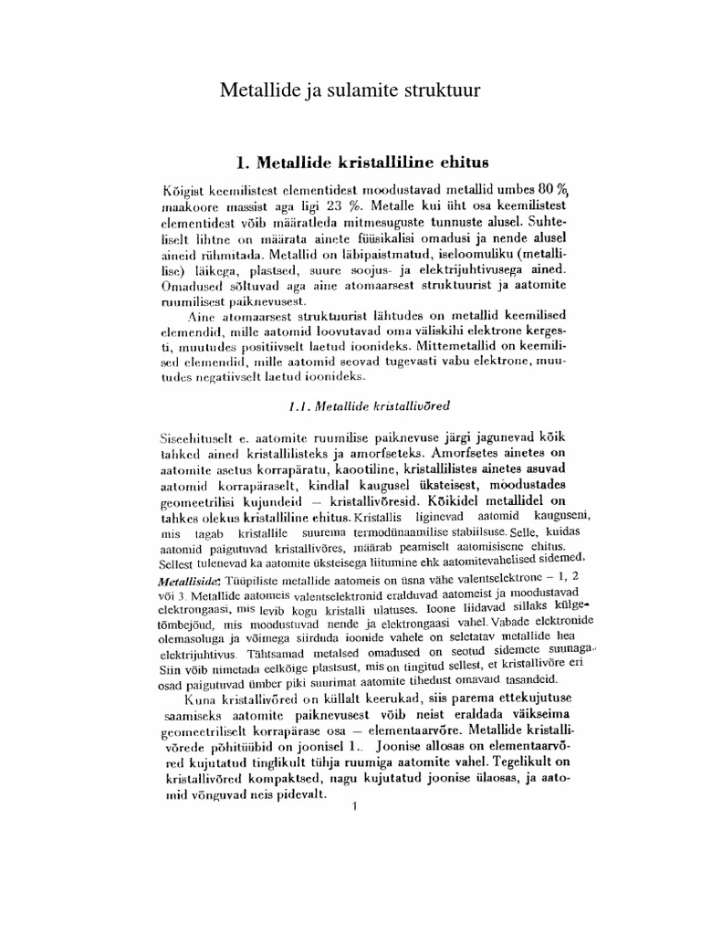 Structure of Metals and Alloys | PDF