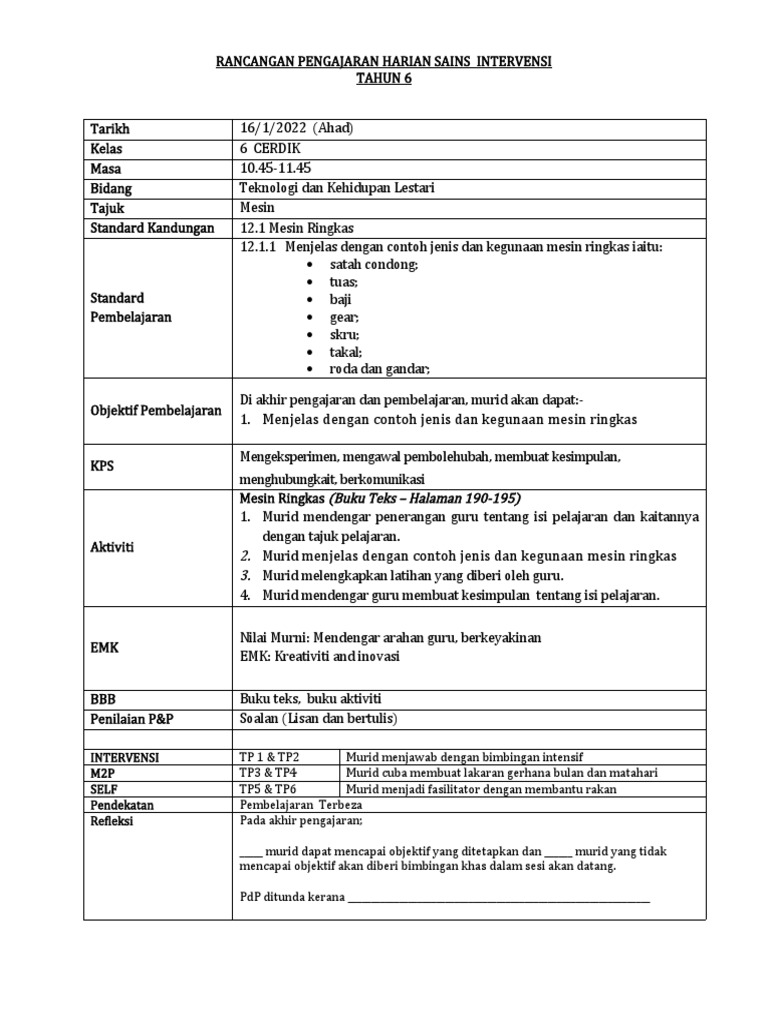 RPH Intervensi Ahad2 6C SN | PDF