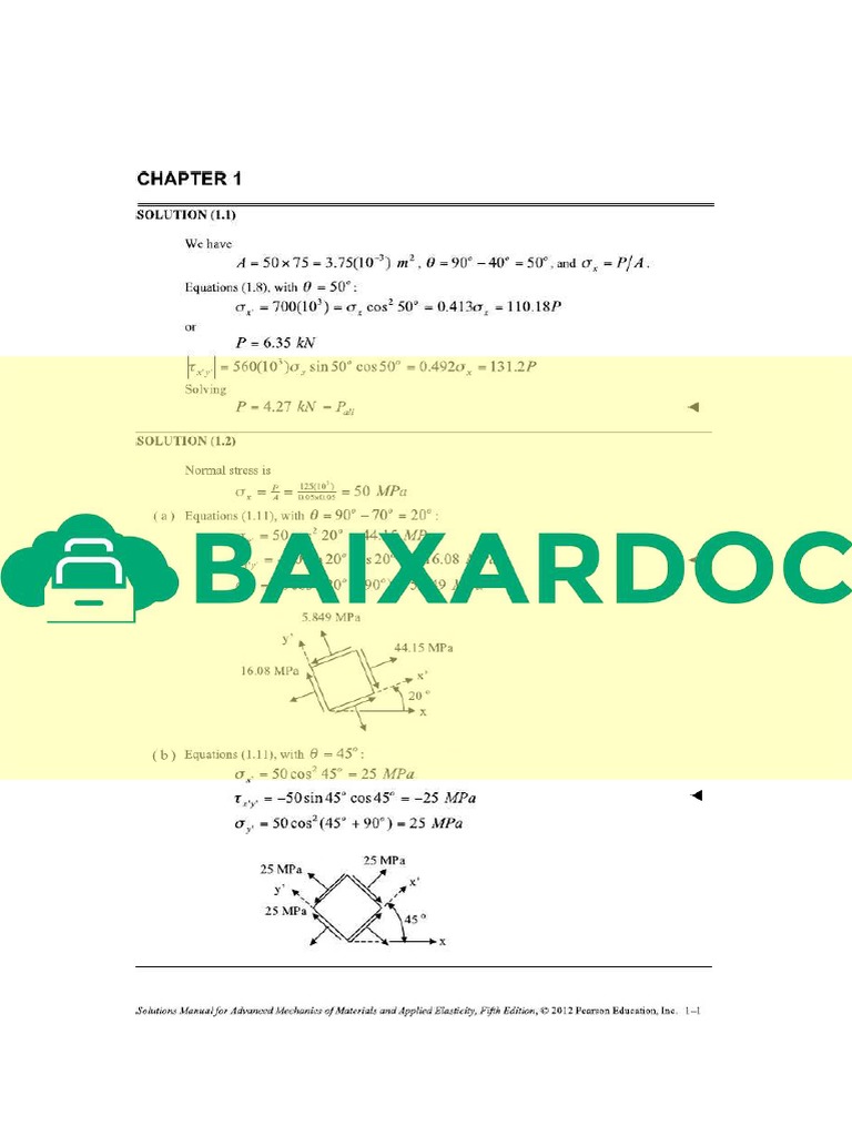 SOLUTION: Pdfcoffee com advanced mechanics of materials and applied  elasticity 5th edition solutions manual pdf free - Studypool