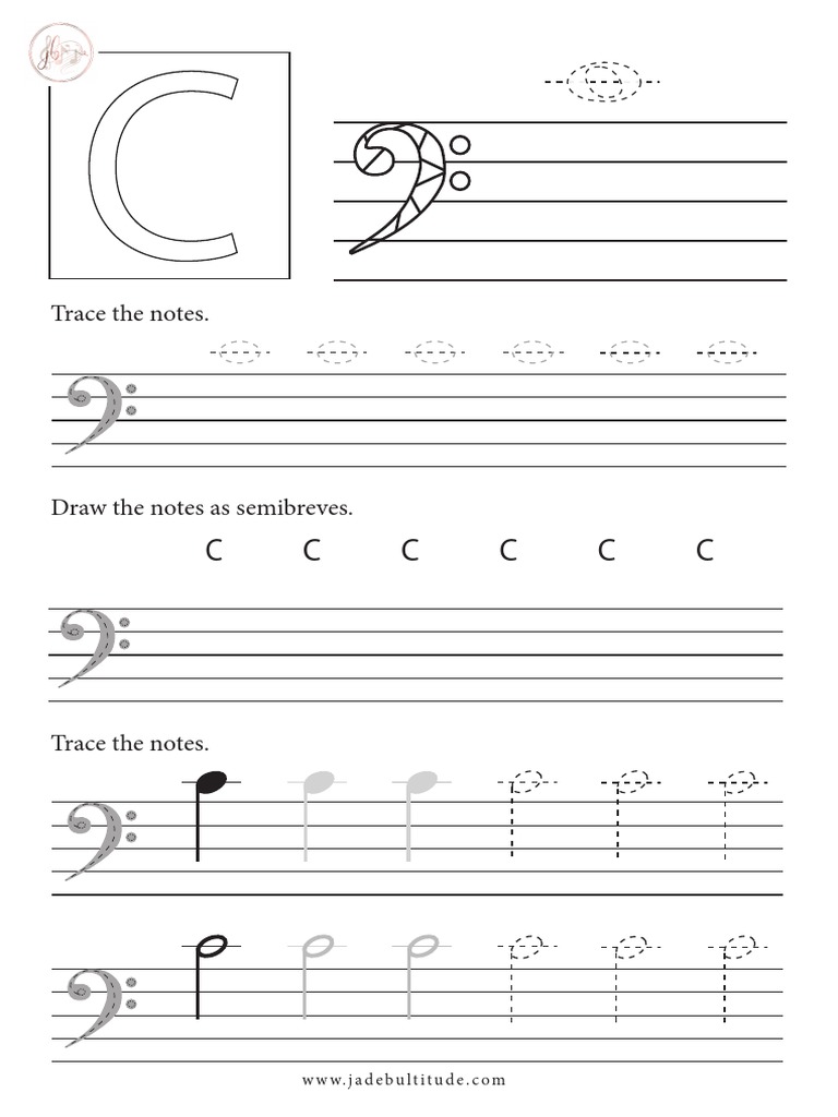 Learning Notes Bass Clef Middle C PDF