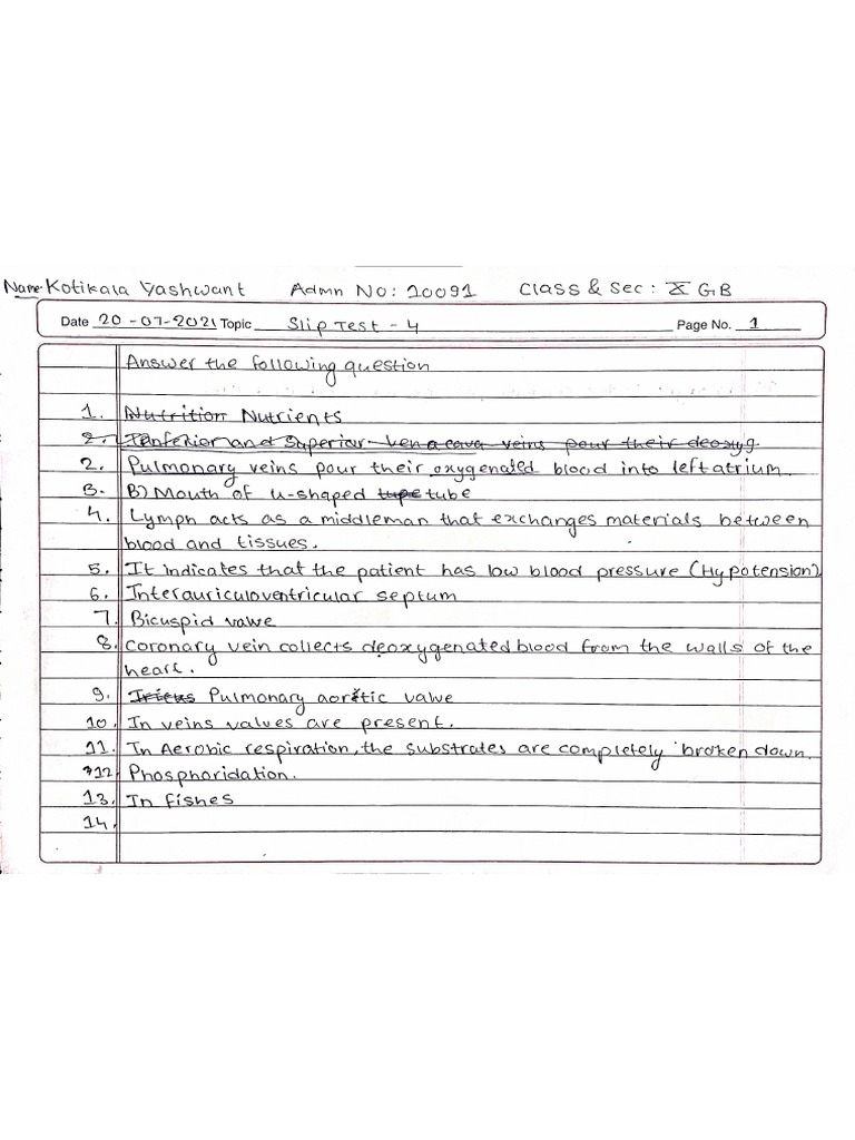 BIOLOGY SLIP TEST 4 10091 PDF
