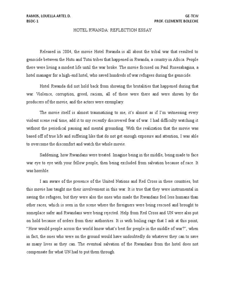 Hotel Rwanda: Reflection on Genocide | PDF