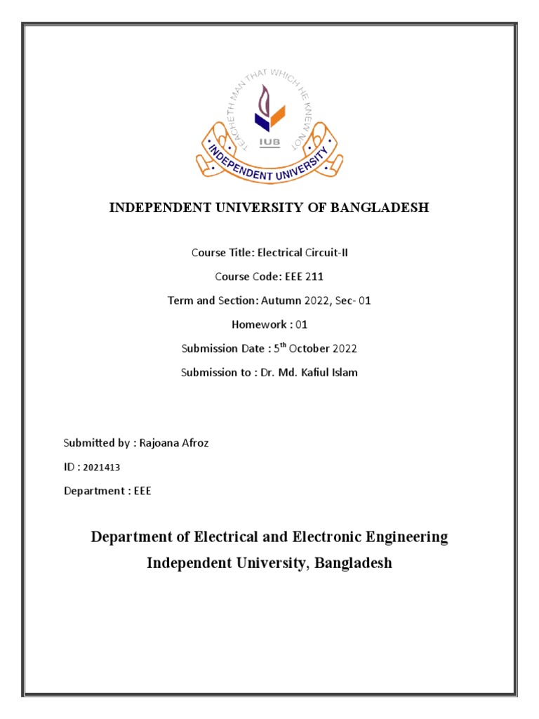 EEE211 Homework - 01 (2021413) | PDF | Technology & Engineering