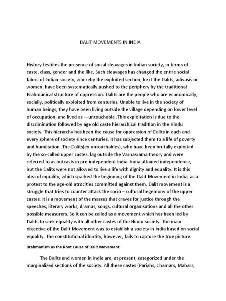 Dalit Movement in Post-Independence India | PDF | Dalit