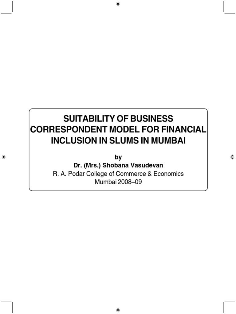 Business Correspondent Model For Financial Inclusion 20 Download Free