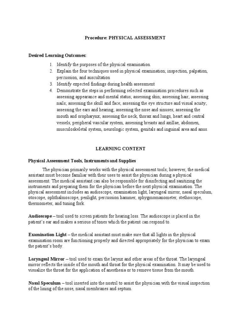 Comprehensive Physical Assessment Guide | PDF | Physical Examination ...