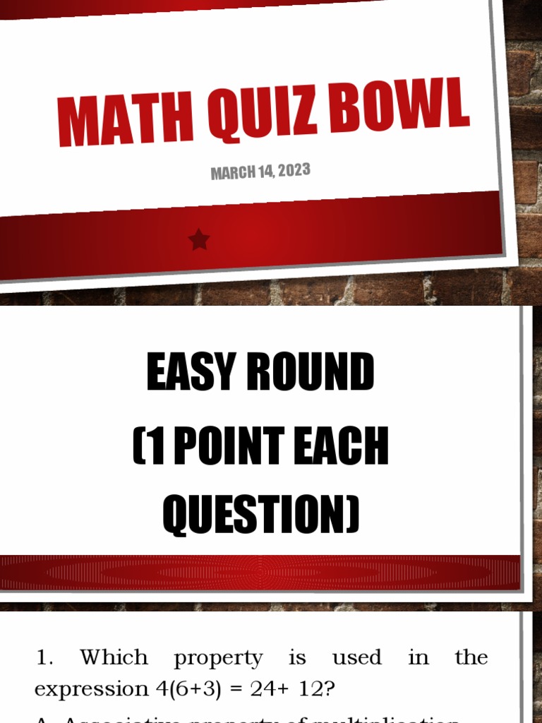Math Quiz Bowl Questions and Answers | PDF