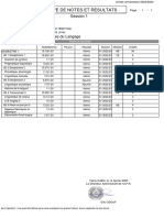 Relévé de Notes Et Résultats Licence 3 S1 Sciences Du Langage PDF