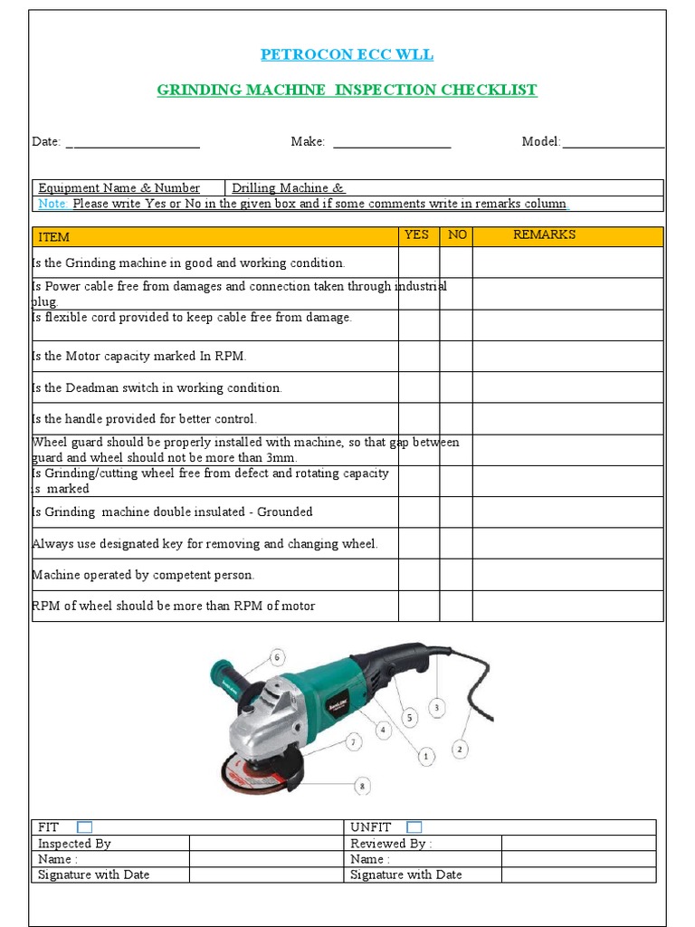 GRINDING Machine Inpection Checklist3 PDF