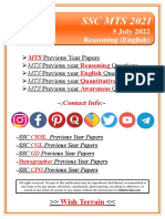 SSC MTS 05 July 2022 Reasoning Questions in English