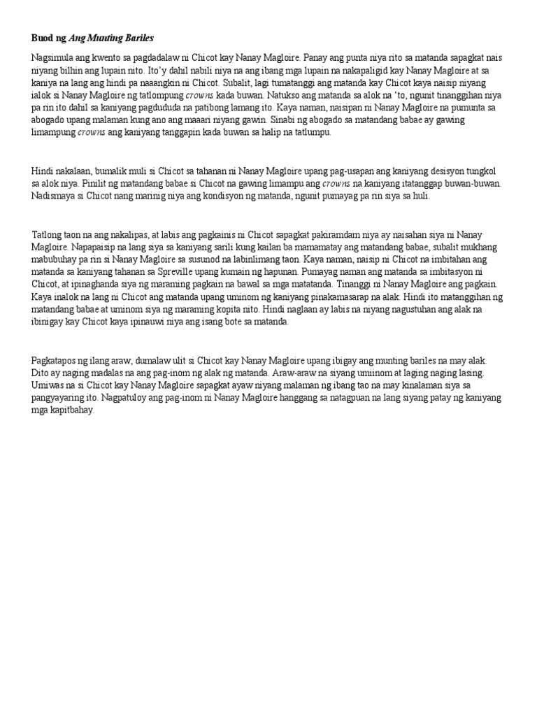 Buod NG Ang Munting Bariles | PDF
