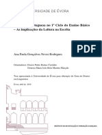 Doutoramento-Linguística-Ana Paula Gonçalves Neves Rodrigues-A Língua Portuguesa No 1º Ciclo Do Ensino Básico PDF