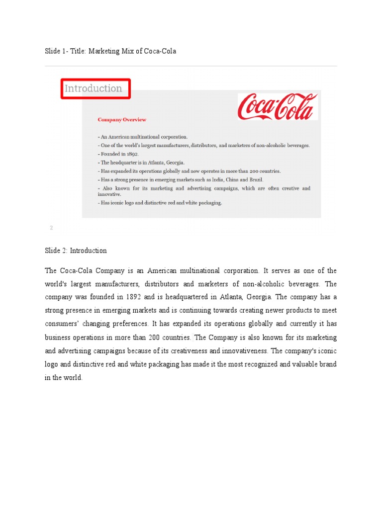 Marketing Mix of Coca-Cola | Download Free PDF | The Coca Cola Company ...
