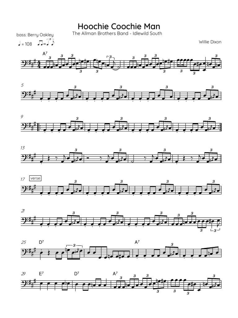 The Allman Brothers Band Hoochie Coochie Man Bass1 PDF PDF