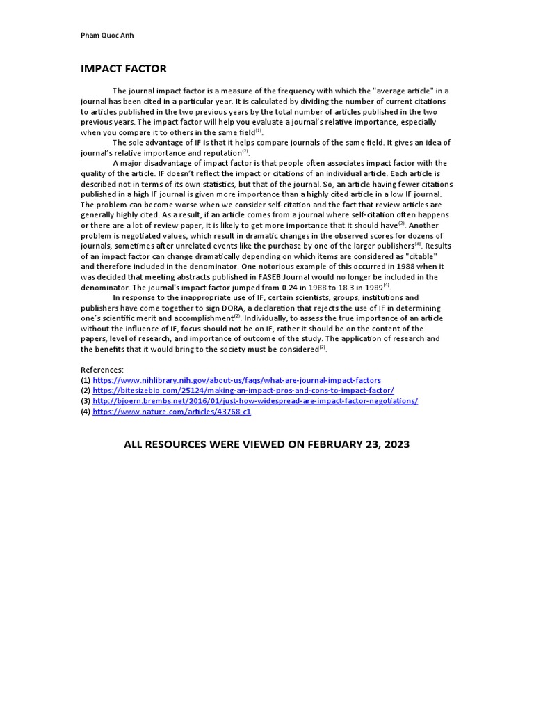 Impact Factor PDF Science