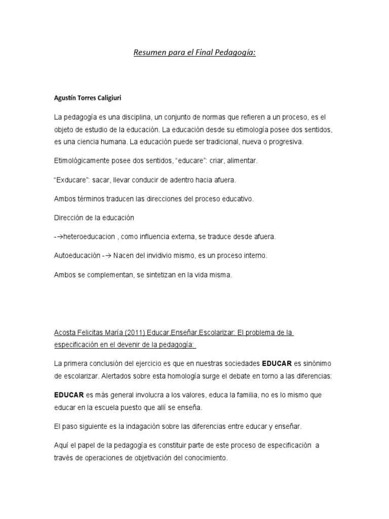 Resumen para el final pedagog a pdf aprendizaje pedagog a