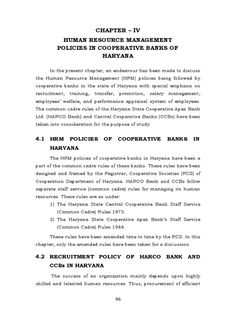 HRM Policies in Haryana Cooperative Banks | PDF | Recruitment | Human ...