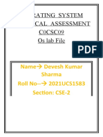 Operating System Practical Assessment C0CSC09 Os Lab File