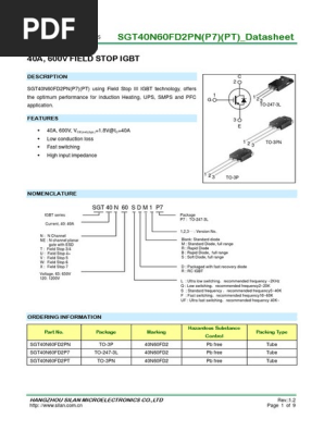 5 Piezas Transistor Igbt Sgt40n60fd2 40n60fd2 40n60 Origina | Meses sin interés