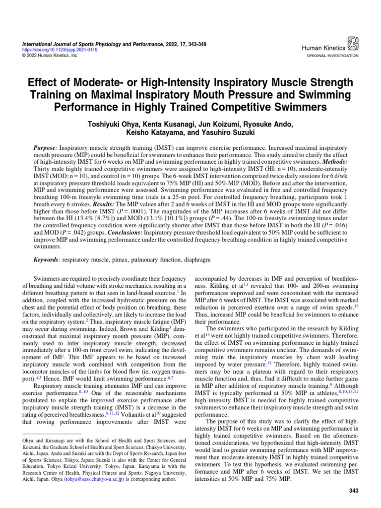 Effect of Moderate - or High-Intensity Inspiratory Muscle Strength ...