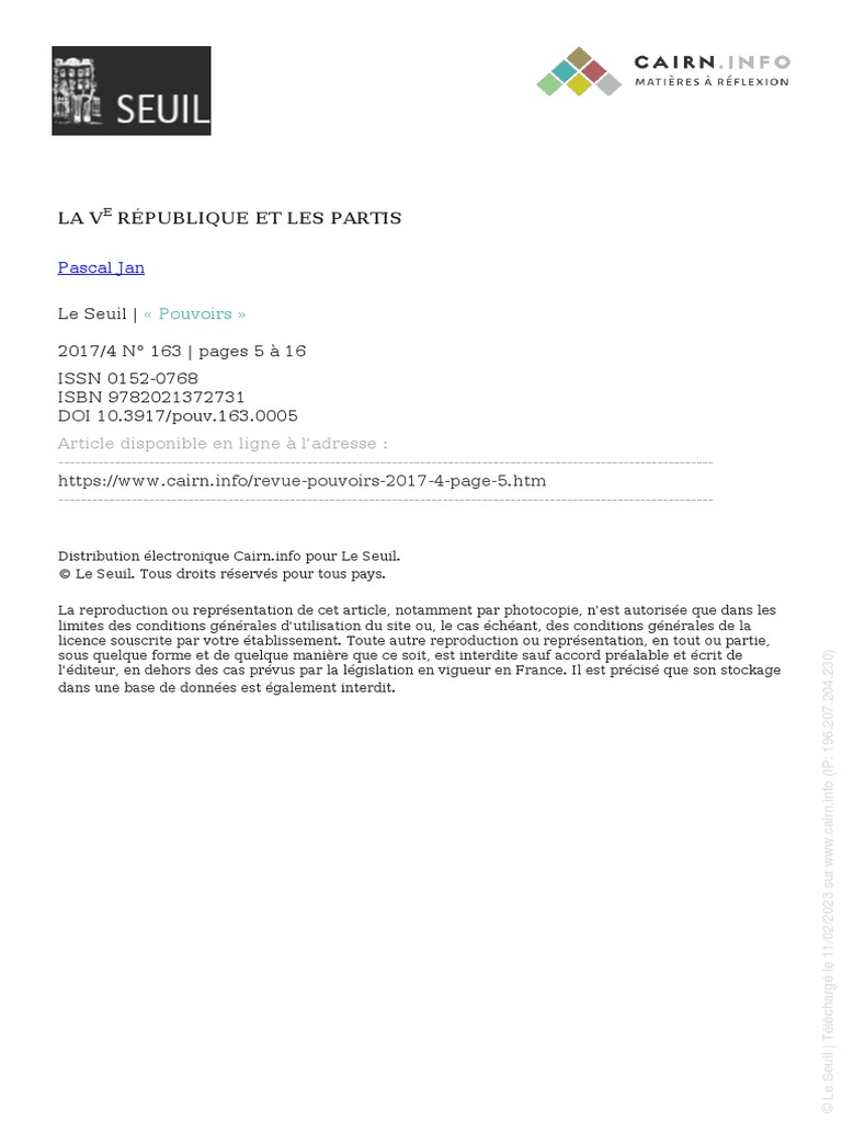 La 5ème République Et Les Partis PDF | PDF | Politique de gauche ...