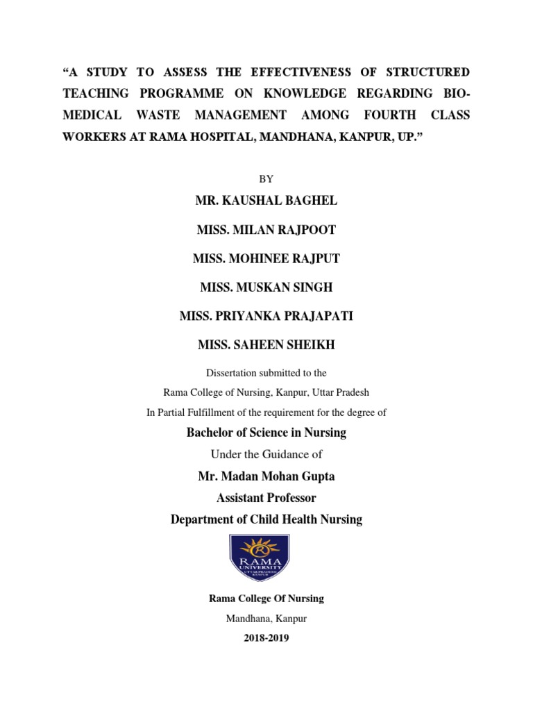 Thesis On Bio Medical Waste Management | PDF | Waste | Health Care