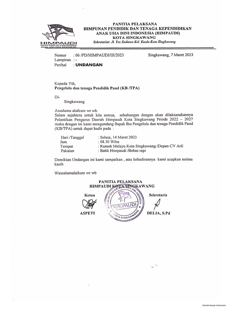 Undangan Pelantikan | PDF