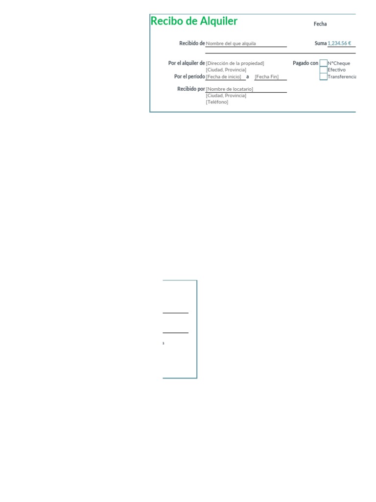 Plantilla Excel Recibo de Alquiler | PDF