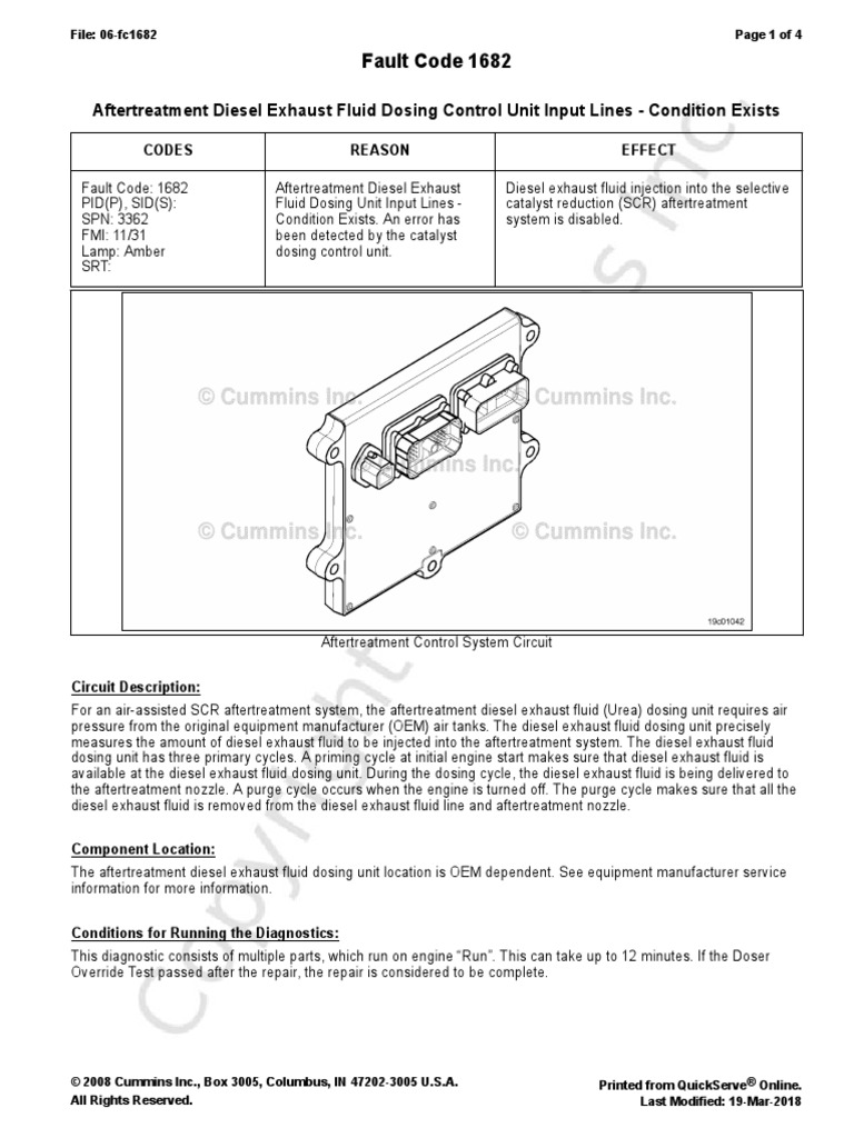 06fc1682 Aftertreatment Diesel Exhaust Fluid Dosing Control Unit Input