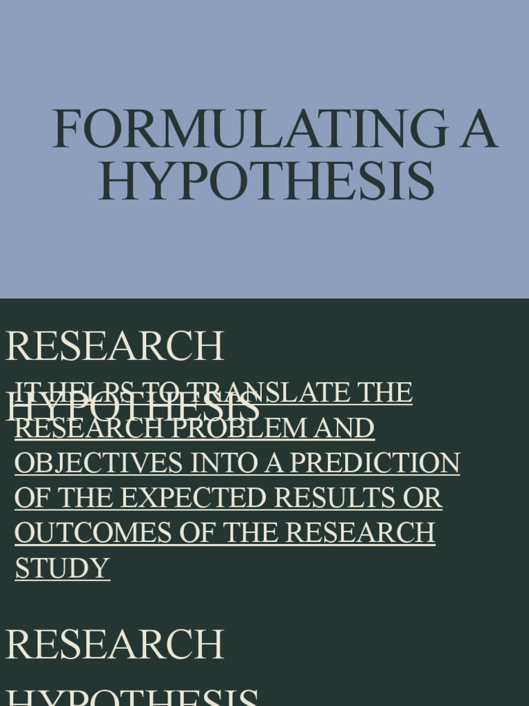 formulating hypothesis in research pdf