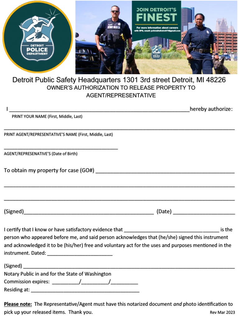 Owners Authorization To Release Property To Agent Rep 092216 | PDF