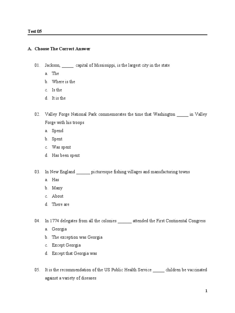 English Grammar Test | PDF | Travel