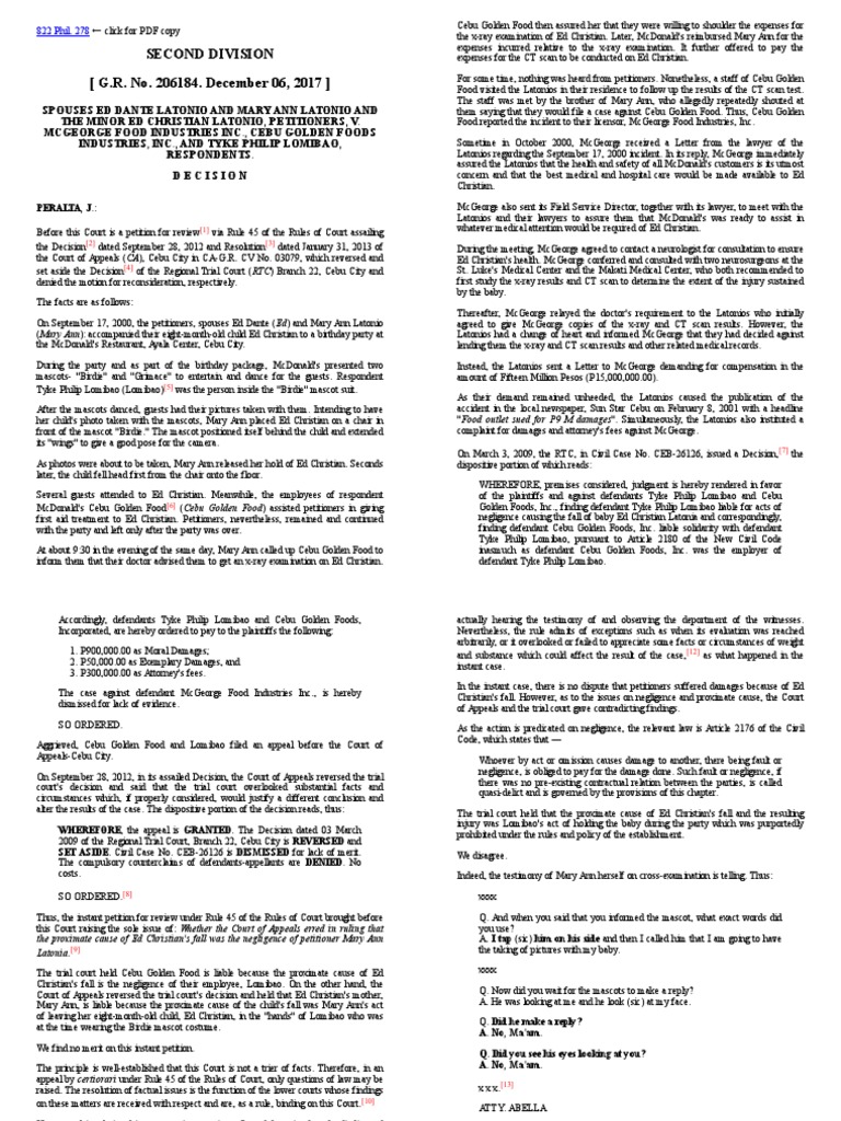 9 latonio vs mc george food pdf negligence damages