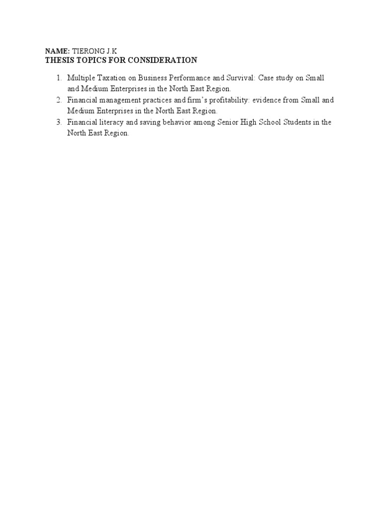 thesis topics pdf