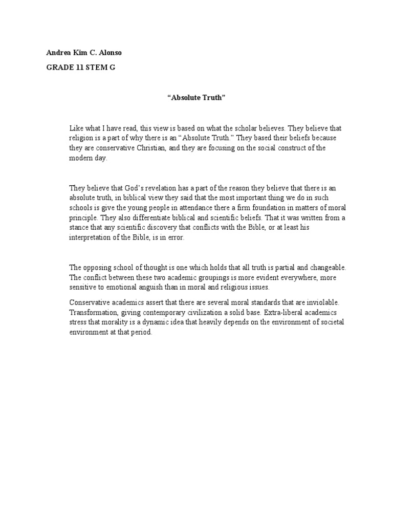 Absolute Truth | PDF