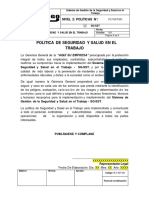 2 - PLT-SST-001 Política de Seguridad y Salud en El Trabajoo