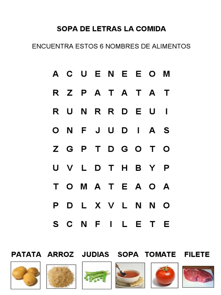 Sopa de Letras La Comida | PDF