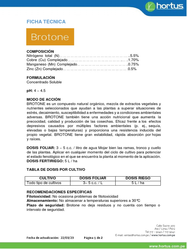 Ficha Técnica de Brotone | PDF | Salud y bienestar
