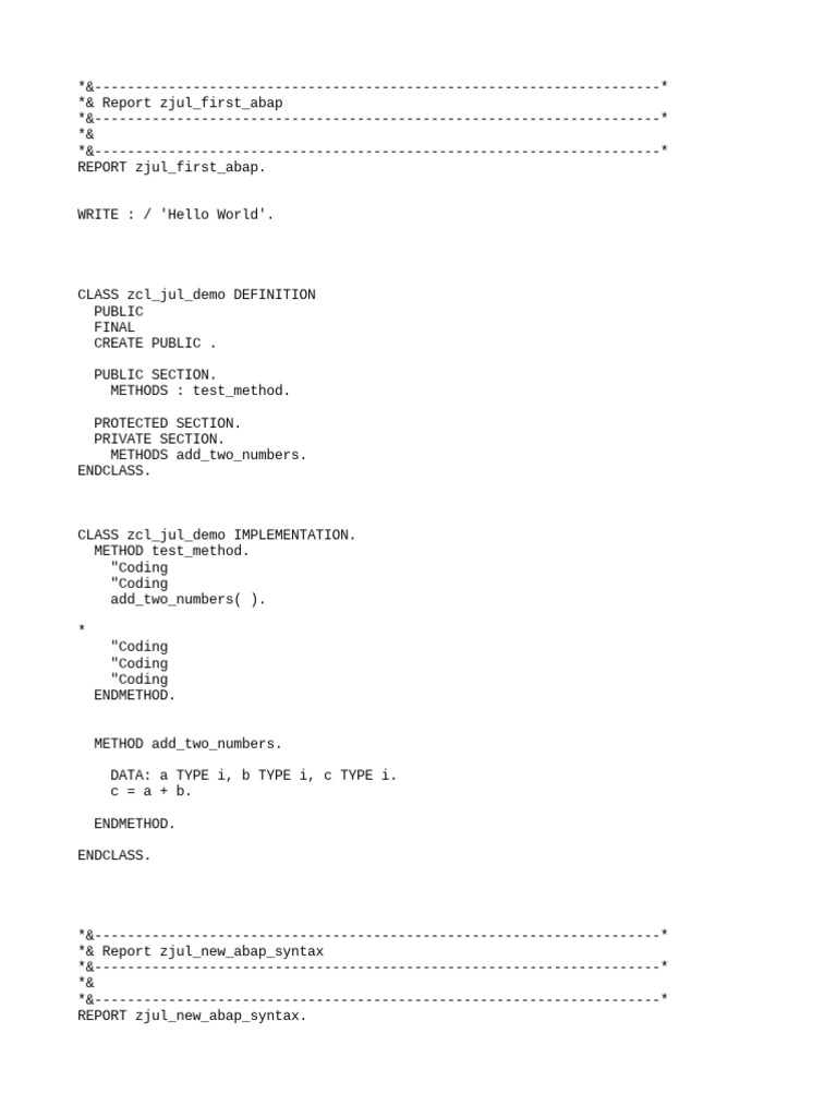 Abap Syntax 7.5