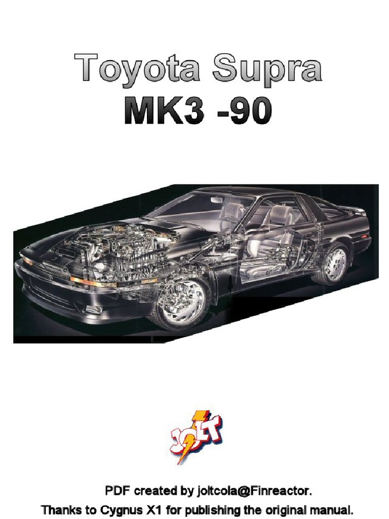1987 Toyota Supra Owner's Manual - Original User Guide Reproduction