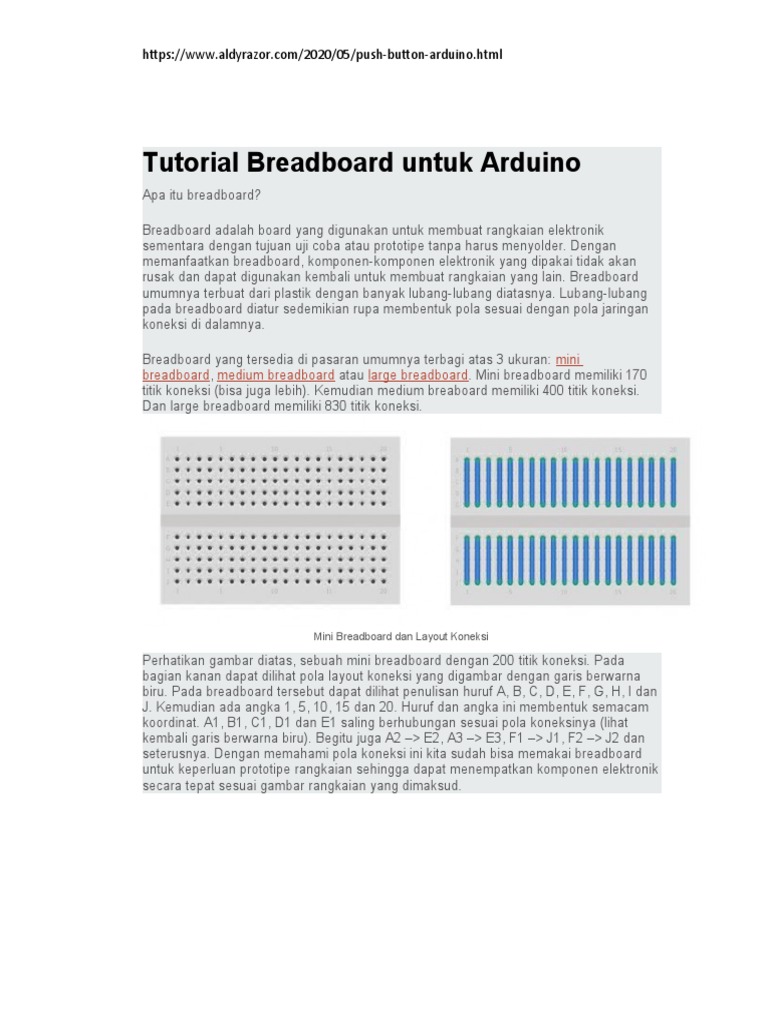 Tutorial Breadboard Untuk Arduino | PDF